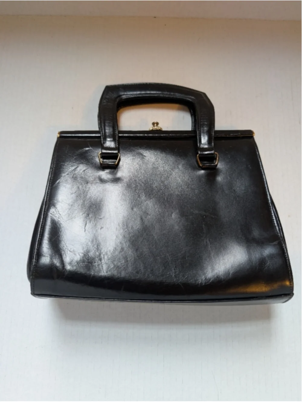 Vintage black leather top-handle handbag MCM in VGUC